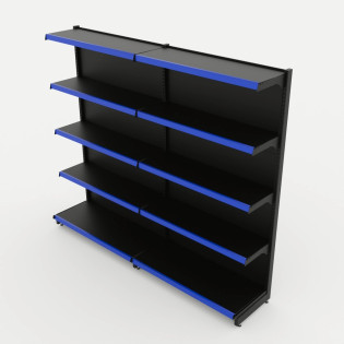 Gôndola de Parede 1,72m - Preto - Kit 1 Gôndola Inicial + 1 Gôndola Continuação 